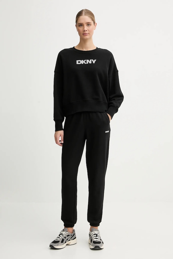 Bavlnená mikina Dkny LOGO TERRY DP5T1370 čierna SS26