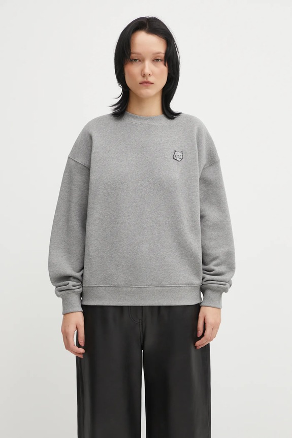 Maison Kitsuné cotton sweatshirt Bold Fox Head Patch cotton gray MW00315KM0321