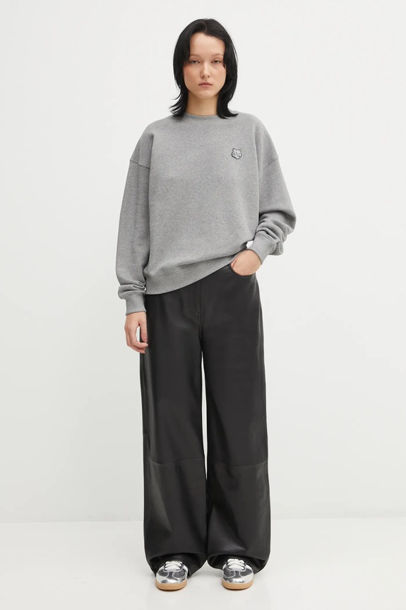 Maison Kitsuné cotton sweatshirt Bold Fox Head Patch MW00315KM0321 gray