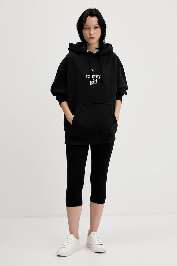 Βαμβακερή μπλούζα Tommy Jeans DN0DN00099 μαύρο AW25