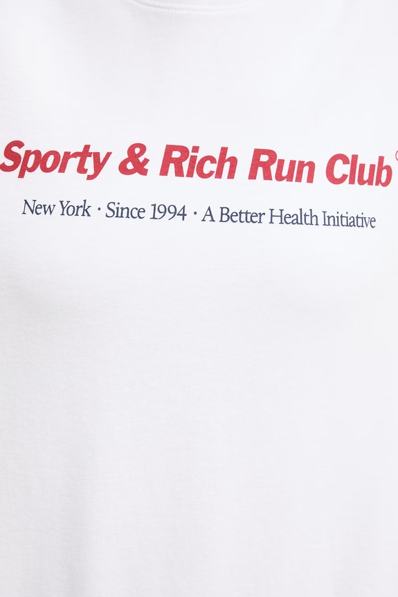 Sporty & Rich Run Club μπλούζα oversize βαμβακερή Γυναικεία λευκό ST07164172WH01