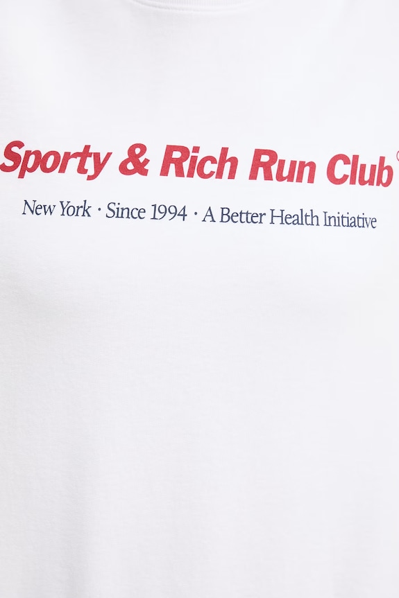 Sporty & Rich Run Club μπλούζα oversize βαμβακερή Γυναικεία λευκό ST07164172WH01