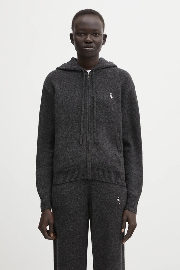 Vunena dukserica Sporty & Rich SRC Cashmere bez uzorka siva CA00264302GY11