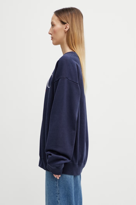 Sporty & Rich bluza bawełniana Nautical Embroidered ST07163177BL106 granatowy AW25