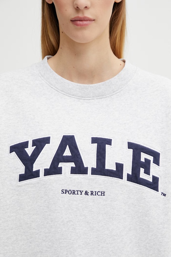 Sporty & Rich bluza bawełniana Yale Ivy szary ST071611681GY03