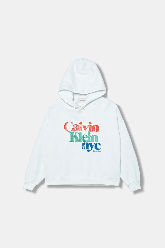 Παιδική βαμβακερή μπλούζα Calvin Klein Jeans στάμπα λευκό IG0IG02989.9BYA