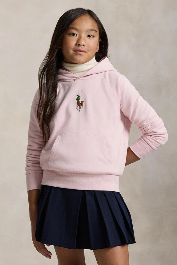 Polo Ralph Lauren hanorac de bumbac pentru copii imprimeu roz 313844838025