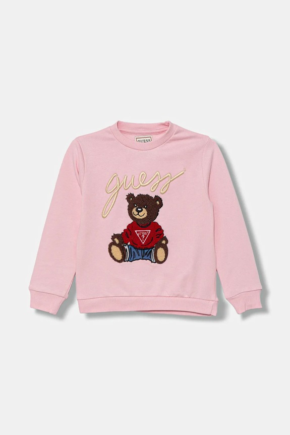 Guess bluza bawełniana dziecięca aplikacja różowy H5YT00.KAX74.G.9BYA