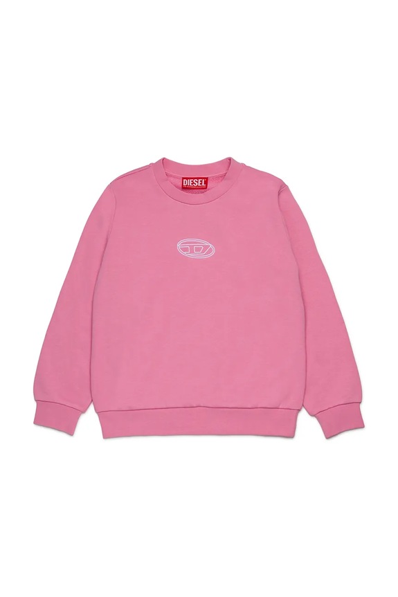 Dětská bavlněná mikina Diesel SVALSY SWEAT-SHIRT bez kapuce růžová J02417