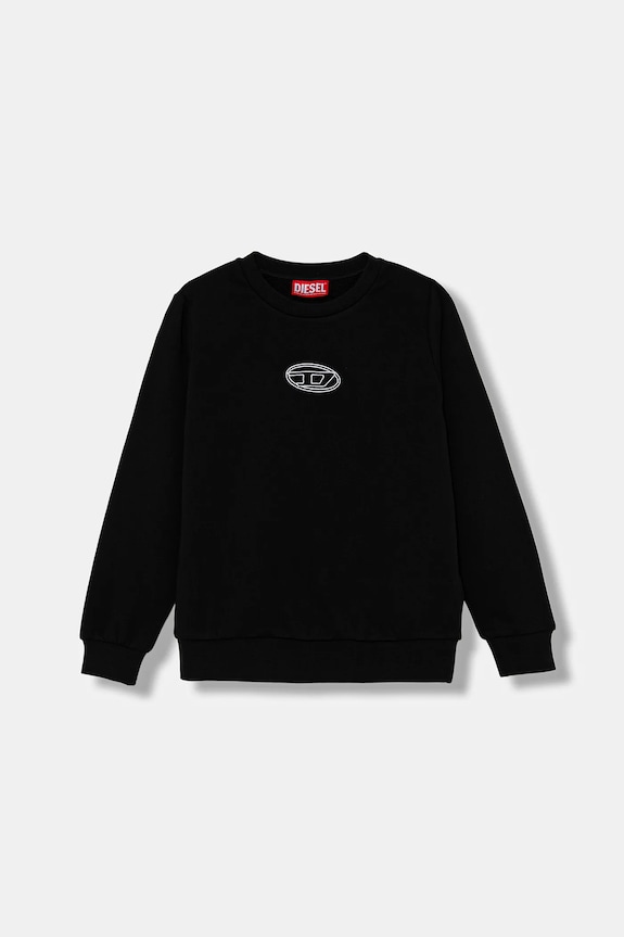 Dětská bavlněná mikina Diesel SVALSY SWEAT-SHIRT bez kapuce černá J02417
