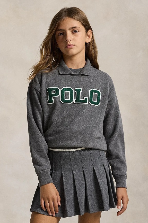 Dětská mikina Polo Ralph Lauren bez kapuce šedá 313979022001