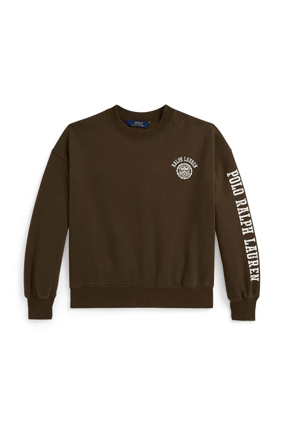 Βαμβακερή παιδική μπλούζα Polo Ralph Lauren 313979067003 καφέ AW25