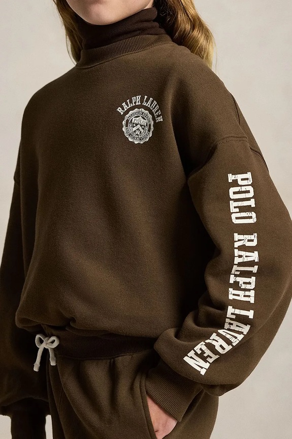 Βαμβακερή παιδική μπλούζα Polo Ralph Lauren 313979067003 καφέ