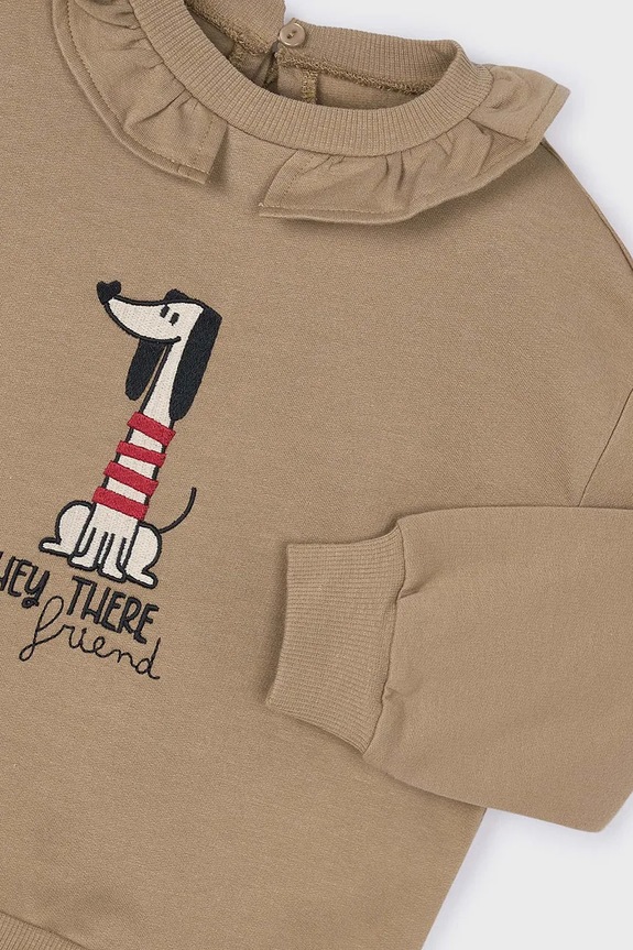 Παιδική βαμβακερή μπλούζα Mayoral καφέ 4430.6E.Mini.9BYA