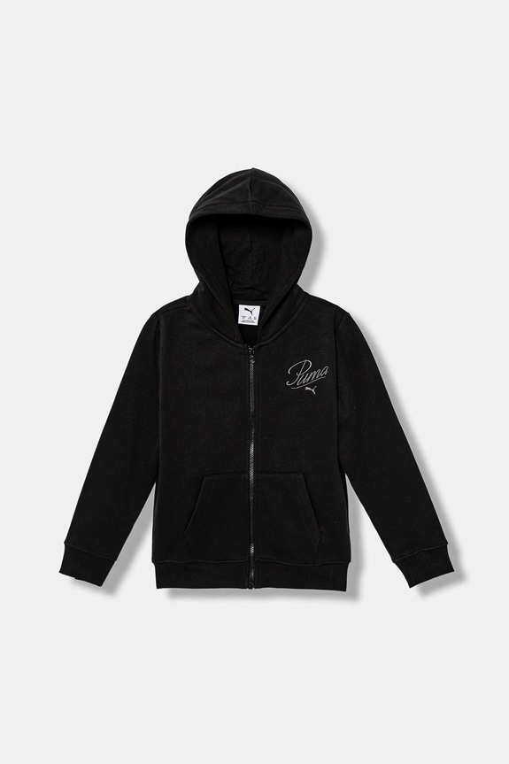 Παιδική μπλούζα Puma ESS SCRIPT Full-Zip Hoodie FL G απλικέ μαύρο 689253