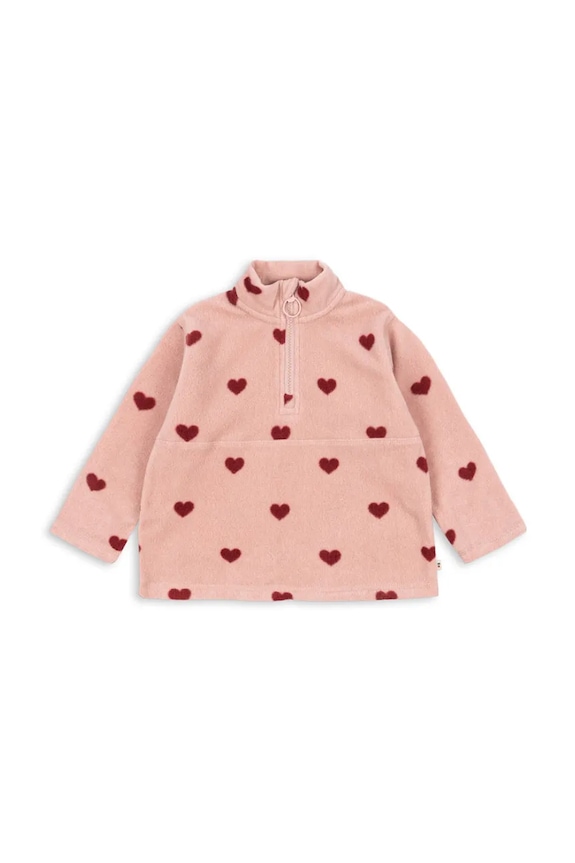 Дитяча кофта Konges Sløjd TAVI FLEECE SWEATSHIRT GRS з капюшоном рожевий KS101301.G.9BYA