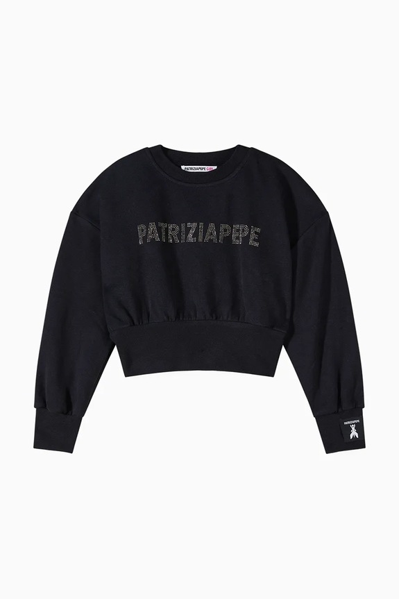 Patrizia Pepe hanorac de bumbac pentru copii J315 imprimeu negru 7M0946