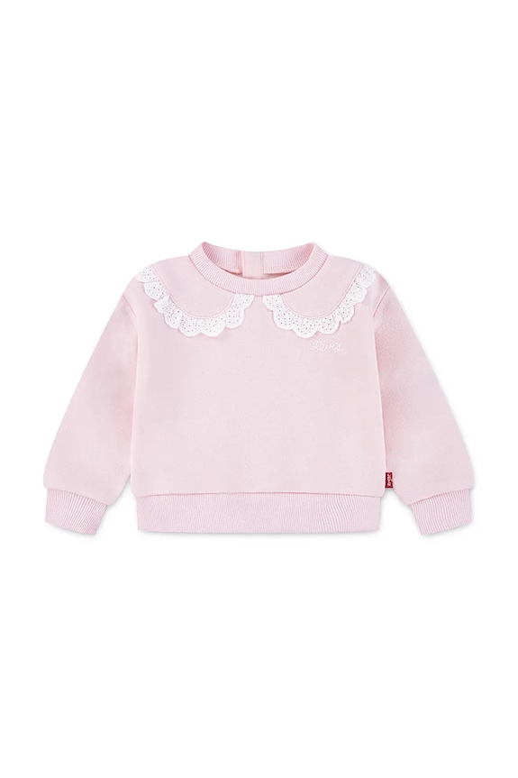 Levi's bluză bebe PETER PAN COLLAR CREW NECK uni roz 1EN575