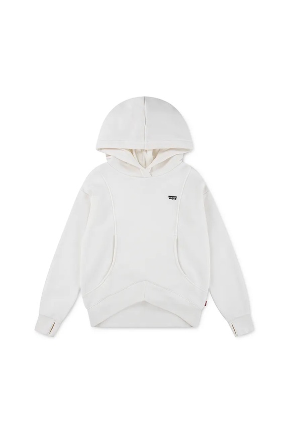 Дитяча кофта Levi's BATWING PATCH HOODIE з капюшоном бежевий 3EN447