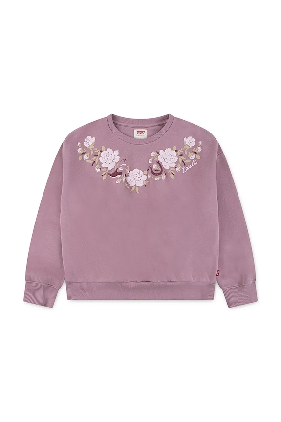 Παιδική μπλούζα Levi's ROSE FRONT TUCK CREW στάμπα ροζ 3EP015