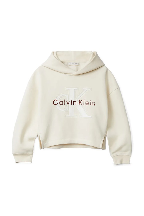 Dječja dukserisa s pamukom Calvin Klein Jeans IG0IG03018.9BYA bež AW25