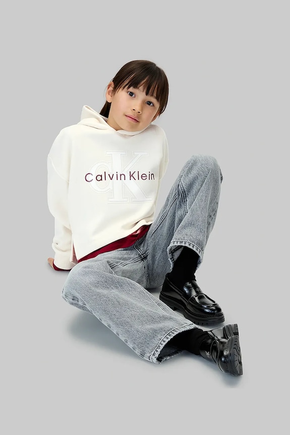 Βαμβακερή παιδική μπλούζα Calvin Klein Jeans IG0IG03018.9BYA μπεζ