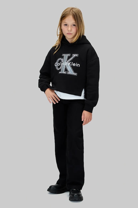 Κοριτσίστικα Βαμβακερή παιδική μπλούζα Calvin Klein Jeans IG0IG03018.9BYA μαύρο