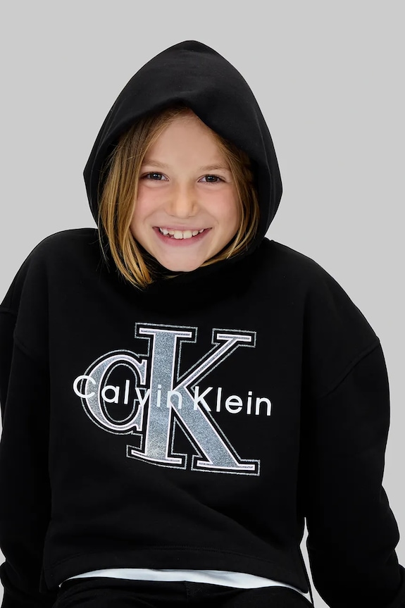 Βαμβακερή παιδική μπλούζα Calvin Klein Jeans IG0IG03018.9BYA μαύρο
