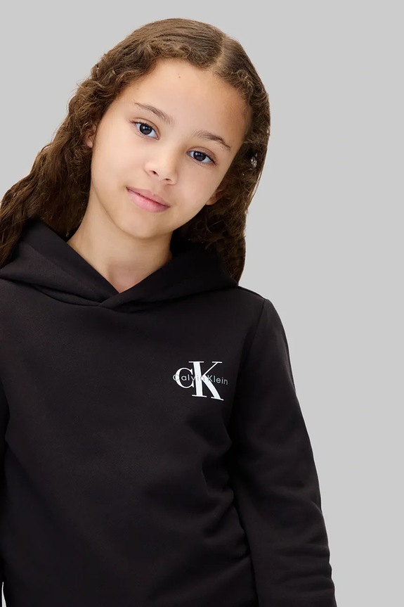 Fete Calvin Klein Jeans hanorac de bumbac pentru copii IU0IU00712.9BYA negru