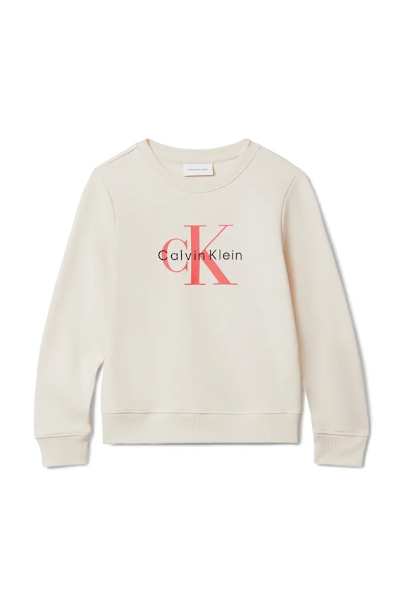 Παιδική βαμβακερή μπλούζα Calvin Klein Jeans IU0IU00714.9BYA μπεζ AW25