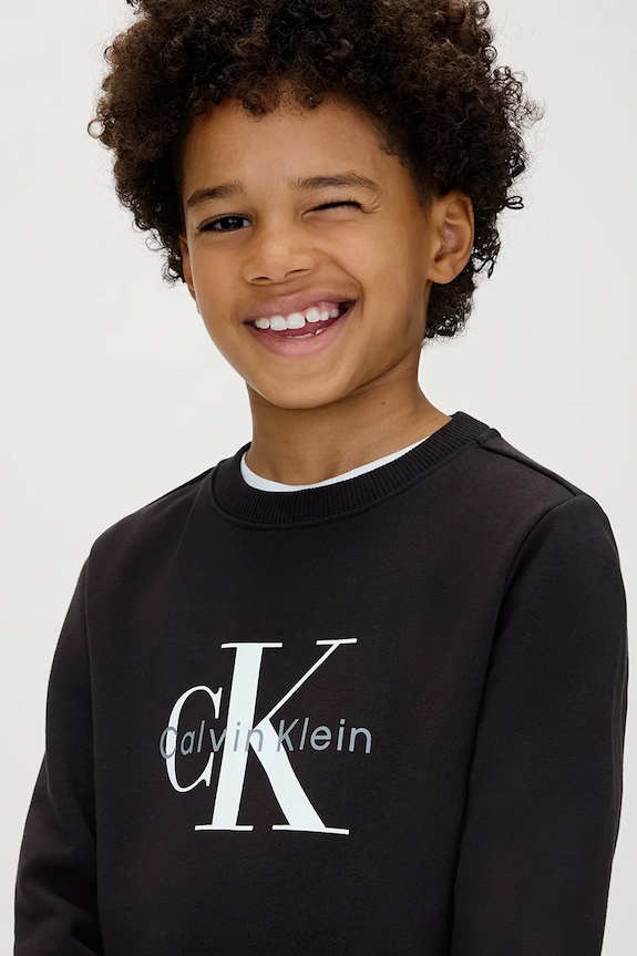 Djevojčice Dječja pamučna dukserica Calvin Klein Jeans IU0IU00714.9BYA crna