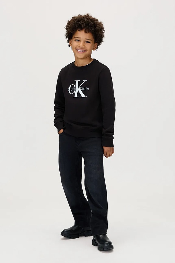 Παιδική βαμβακερή μπλούζα Calvin Klein Jeans μαύρο IU0IU00714.9BYA