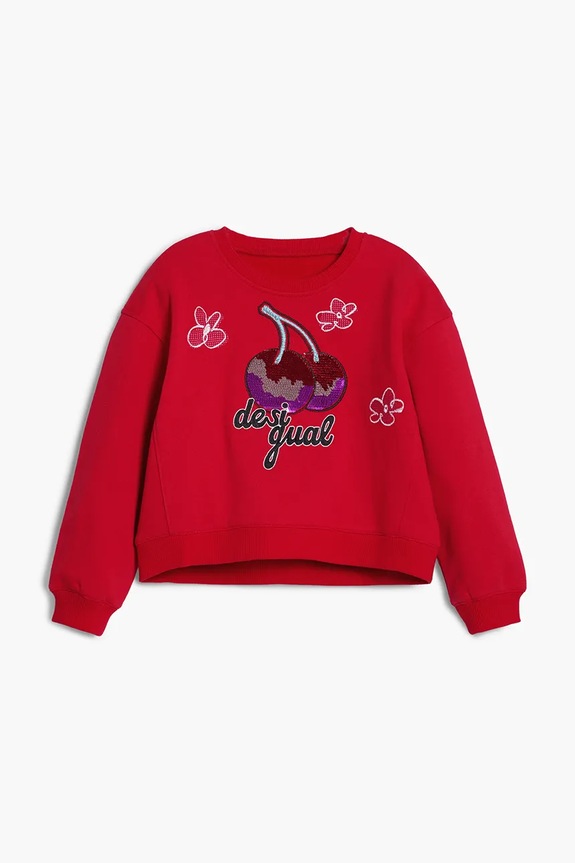 Desigual bluza bawełniana dziecięca aplikacja czerwony 25WGSK07