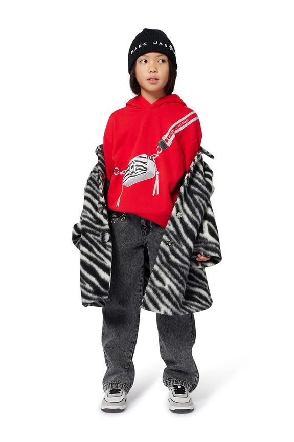 Dětská bavlněná mikina Marc Jacobs s kapucí červená W60568.114.150