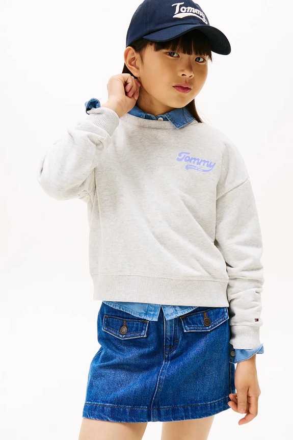 Detská mikina Tommy Hilfiger bez kapucne sivá KG0KG08779.128.176.9BYA