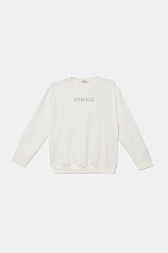 Pinko hanorac de bumbac pentru copii uni alb KFFE011.C.FE014
