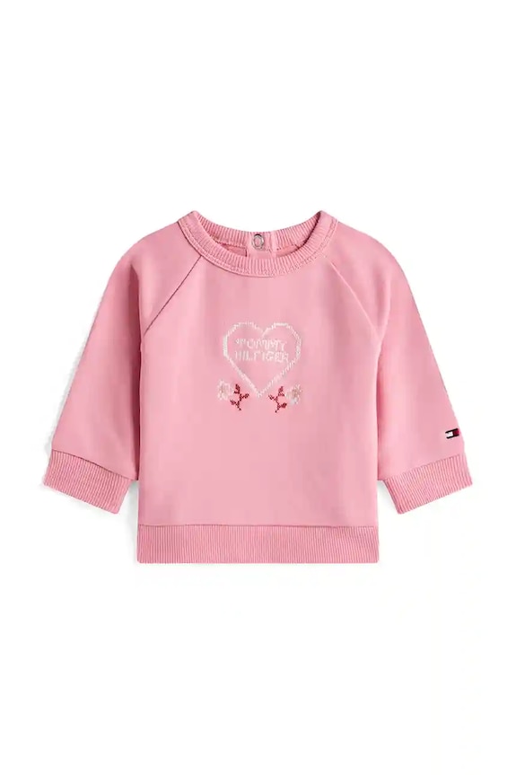 Dukserica za bebe s pamukom Tommy Hilfiger s elastinom roza KN0KN02114.9BYA