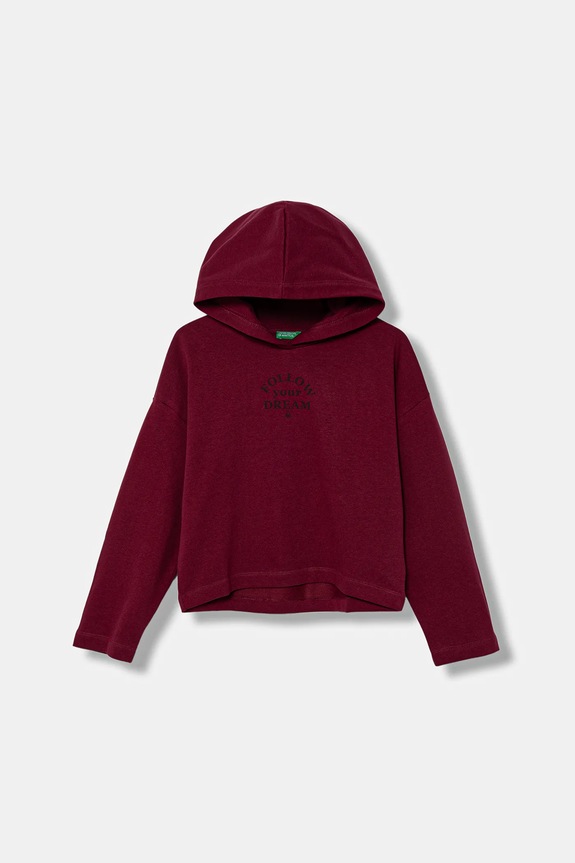 Детская хлопковая кофта United Colors of Benetton с капюшоном бордо 3NBMC2053.G.seasonal
