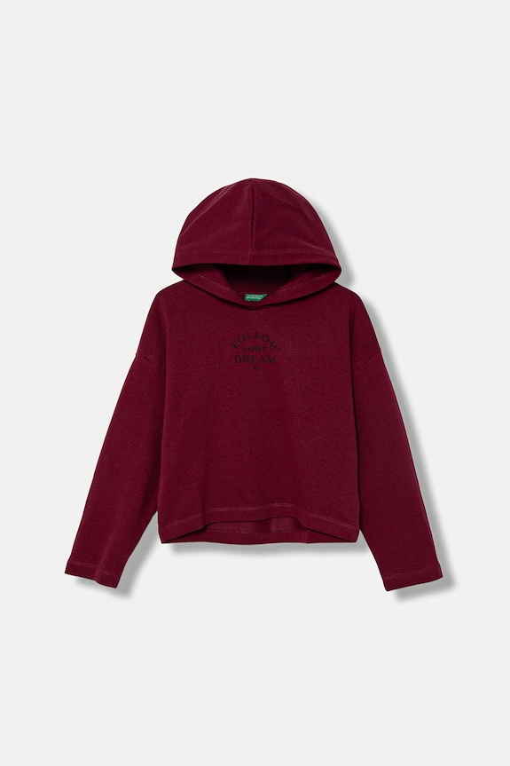 Детская хлопковая кофта United Colors of Benetton с капюшоном бордо 3NBMC2053.G.seasonal