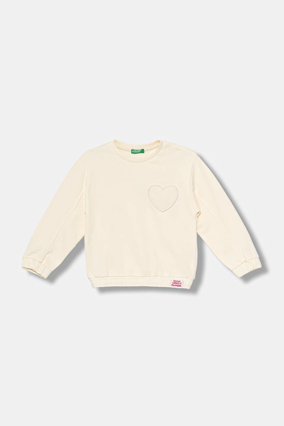 Otroški bombažen pulover United Colors of Benetton Brez kapuce bež 3NBMG10K2.P.seasonal