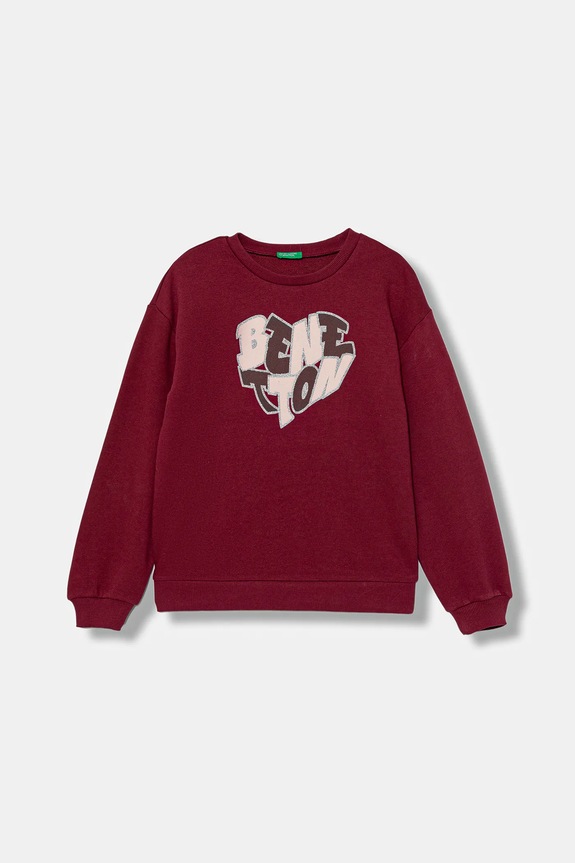 Detská bavlnená mikina United Colors of Benetton potlač burgundské 3J68C10Q0.G.seasonal