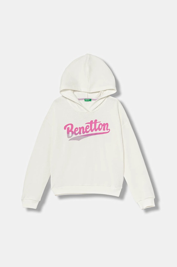 United Colors of Benetton hanorac de bumbac pentru copii print alb 3J68C204W.G.seasonal