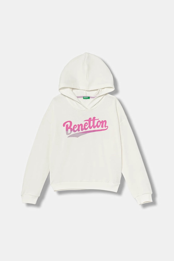 United Colors of Benetton hanorac de bumbac pentru copii print alb 3J68C204W.G.seasonal