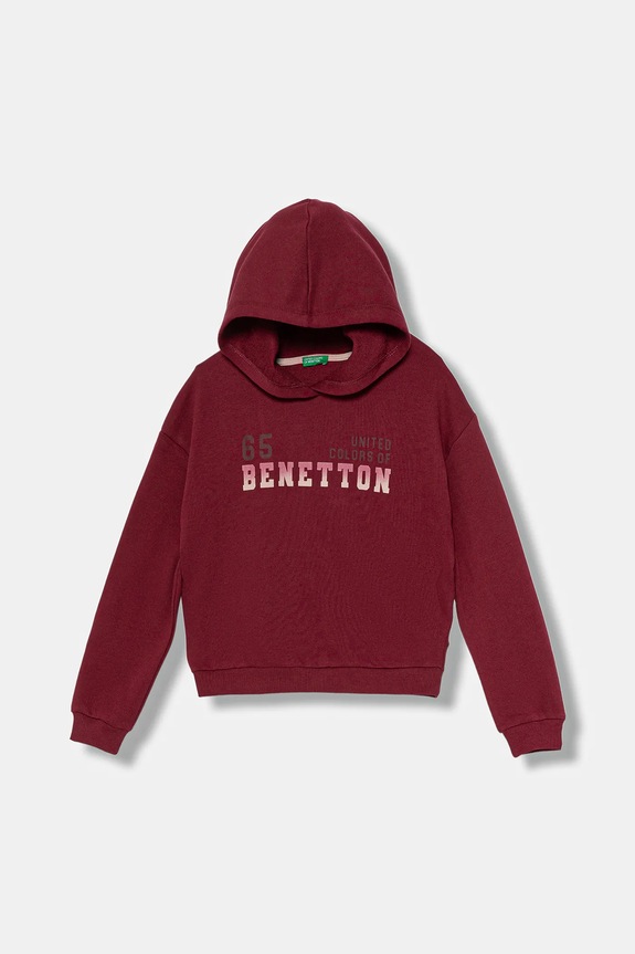 Παιδική βαμβακερή μπλούζα United Colors of Benetton στάμπα μπορντό 3J68C204W.G.seasonal