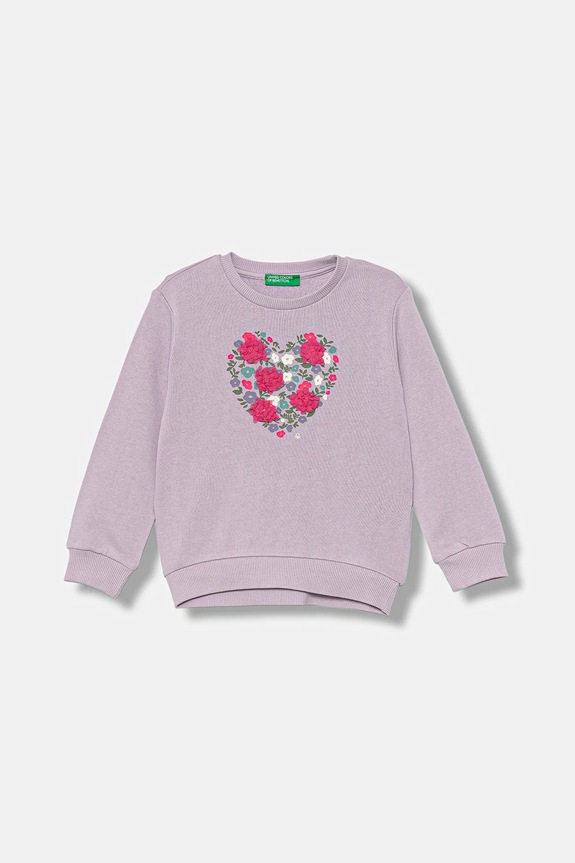 Παιδική βαμβακερή μπλούζα United Colors of Benetton χωρίς κουκούλα μωβ 3J68G10K3.P.seasonal