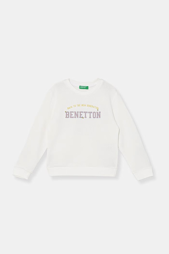 United Colors of Benetton hanorac pentru copii din bumbac alb 3J70G10JR.P.seasonal