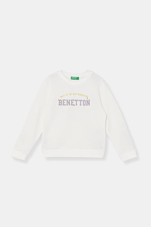 United Colors of Benetton hanorac pentru copii din bumbac alb 3J70G10JR.P.seasonal
