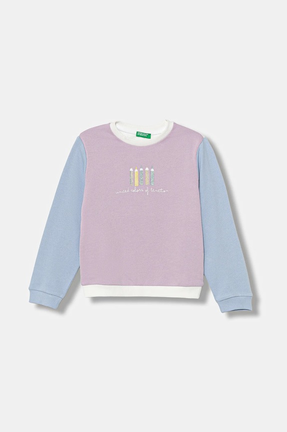 Βαμβακερή μπλούζα United Colors of Benetton χωρίς κουκούλα μωβ 3J70G10JR.P.seasonal