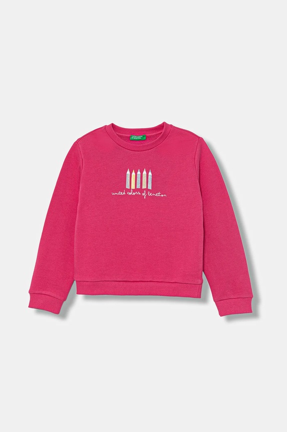 Βαμβακερή μπλούζα United Colors of Benetton χωρίς κουκούλα ροζ 3J70G10JR.P.seasonal
