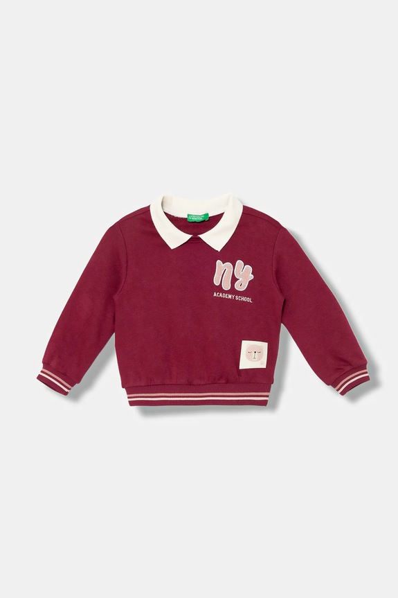 Detská mikina United Colors of Benetton bez kapucne burgundské 32N4G10KJ.P.seasonal